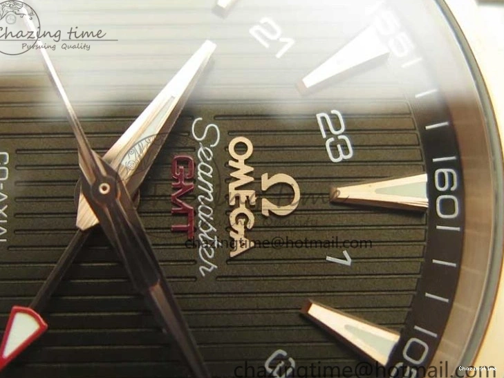 0511 Aqua Terra 150M GMT SS RG VSF 1:1 Best Edition Brown Textured Dial on SS RG Bracelet A8605 Super Clone Original 8058